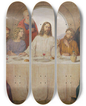 Triptych art skateboard deck of Tom Von Dreger The Last Supper by Tom Von Dreger (1868-1948)