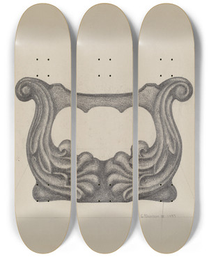 Triptych art skateboard deck of Austin L Davison Foot Scraper by Austin L Davison