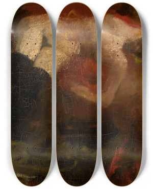Triptych art skateboard deck of George Hendrik Breitner Nude by George Hendrik Breitner (1857-1923)