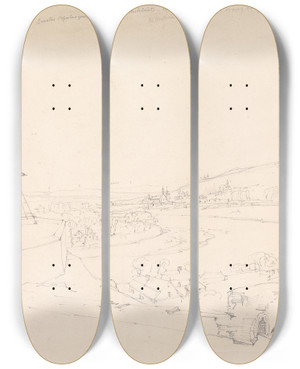 Triptych art skateboard deck of Alfred Gomersal Vickers Crakow by Alfred Gomersal Vickers