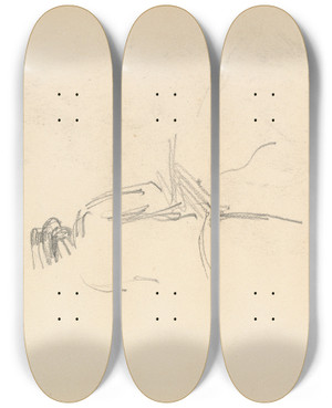 Triptych art skateboard deck of Paul Czanne A Man Seen From Behind by Paul Cezanne (1839-1906)