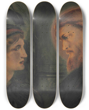 Triptych art skateboard deck of Simeon Solomon Christ And A Youth by Simeon Solomon (1840-1905)