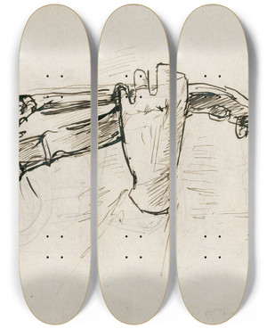 Triptych art skateboard deck of Adolf Le Comte Figuur Met Viool In Hand by Adolf Le Comte (1850-1921)