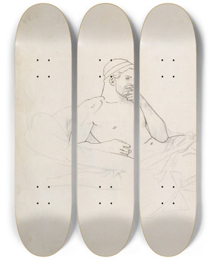 Triptych art skateboard deck of Jeanlon Grme Study For King Candaules_1 by Jean-Lon Grme (1824-1904)