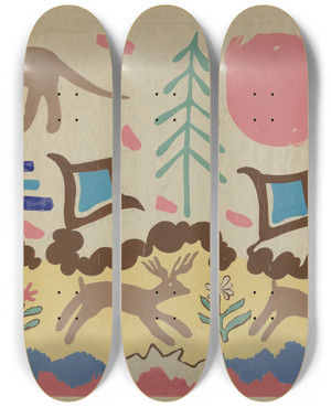 Triptych art skateboard deck of American 20Th Century Textile_15 by American 20Th Century
