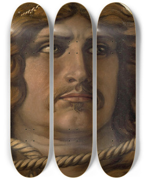Triptych art skateboard deck of Elihu Vedder Samson by Elihu Vedder (1836-1923)