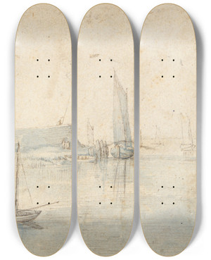Triptych art skateboard deck of Jan Brueghel The Elder View Of Bakkers Veernetherlands by Jan Brueghel The Elder (1568-1625)