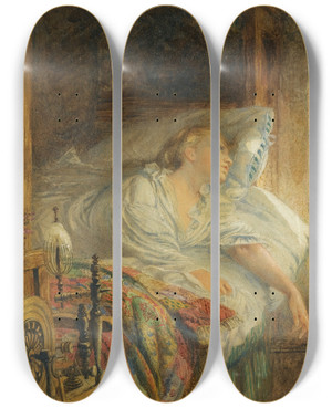 Triptych art skateboard deck of William Bell Scott Thou Hast Left Me Ever Jamie by William Bell Scott (1811-1890)