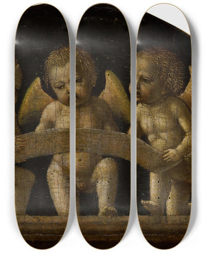 Triptych art skateboard deck of Ambrogio Bergognone Three Singing Angels by Ambrogio Bergognone (1453-1523)