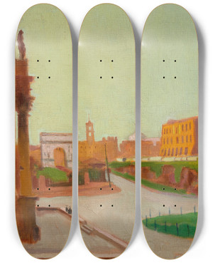 Triptych art skateboard deck of Maurice Denis Forum Larc De Constantin by Maurice Denis (1870-1943)