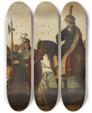 Triptych art skateboard deck of Claes Cornelisz Moeyaert Christ With The Centurion by Claes Cornelisz Moeyaert (1592-1655)