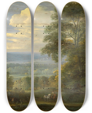 Triptych art skateboard deck of Jacques Darthois Landscape by Jacques d'Arthois (1613-1686)