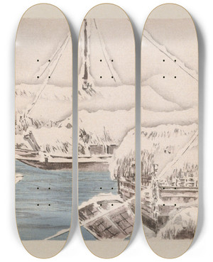 Triptych art skateboard deck of Takeuchi Seih Seiho Juni Fuji Pl12 by Takeuchi Seiho (1864-1942)