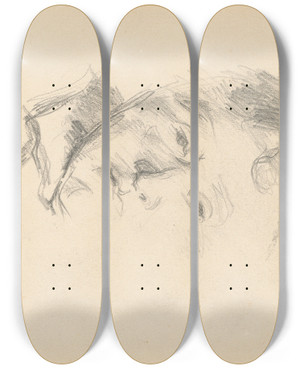 Triptych art skateboard deck of Paul Czanne Madame Czanne_4 by Paul Cezanne (1839-1906)