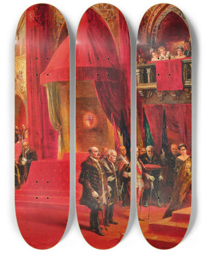 Triptych art skateboard deck of Felix Schwormstdt Krnung by Felix Schwormstadt (1870-1938)