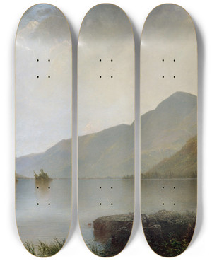 Triptych art skateboard deck of John Frederick Kensett Lake George_1 by John Frederick Kensett (1816-1872)