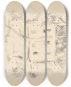 Triptych art skateboard deck of Paul Czanne The Mill by Paul Cezanne (1839-1906)