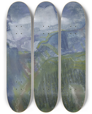 Triptych art skateboard deck of August Babberger Mountainscape by August Babberger (1885-1936)