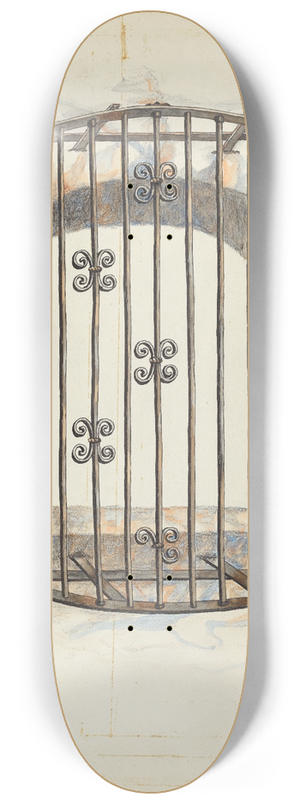 Harry Mann Waddell - Iron Grille at Window 8.25 inch art skate deck