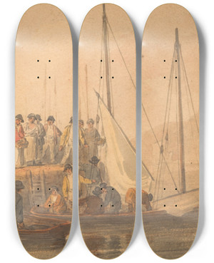 Triptych art skateboard deck of William Payne Torquay by William Payne (1760-1830)