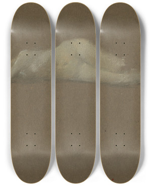 Triptych art skateboard deck of Thomas Wilmer Dewing Nude Woman On Herside by Thomas Wilmer Dewing (1851-1938)