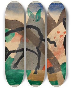 Triptych art skateboard deck of Franz Marc Two Sheep by Franz Marc (1880-1916)