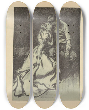 Triptych art skateboard deck of Charles Dana Gibson Untitled_35 by Charles Dana Gibson (1867-1944)
