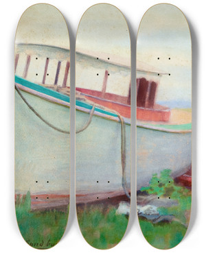 Triptych art skateboard deck of Thomas Pollock Anshutz Sand Burr by Thomas Pollock Anshutz (1851-1912)