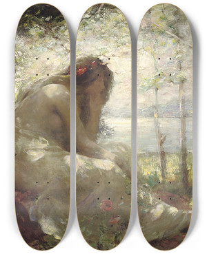 Triptych art skateboard deck of Robert Fowler Dreaming by Robert Fowler (1850-1926)