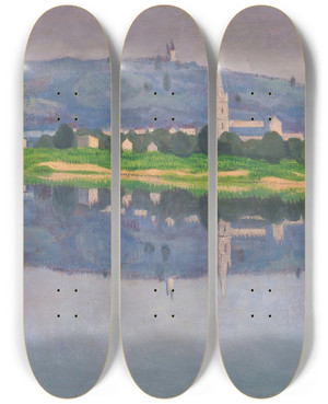 Triptych art skateboard deck of Flix Vallotton Oudonsurloire by Felix Vallotton (1865-1925)