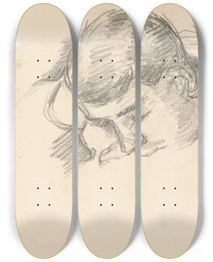 Triptych art skateboard deck of Paul Czanne The Artists Son Reading by Paul Cezanne (1839-1906)