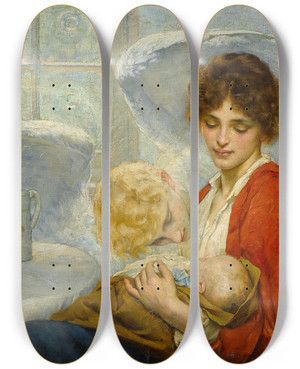 Triptych art skateboard deck of William A Breakspeare The Guardian Angel by William A Breakspeare