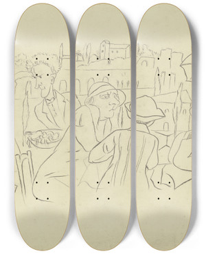 Triptych art skateboard deck of Rudolf Grossmann Roman Caf by Rudolf Grossmann