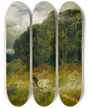 Triptych art skateboard deck of Edward Mitchell Bannister Approaching Storm by Edward Mitchell Bannister (1828-1901)