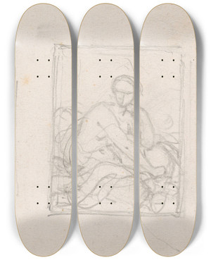 Triptych art skateboard deck of Nicaise De Keyser Two Postures_2 by Nicaise De Keyser (1813-1887)