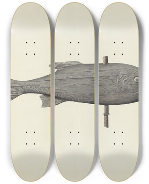 Triptych art skateboard deck of Michael Riccitelli Fish Weather Vane_1 by Michael Riccitelli