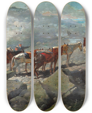 Triptych art skateboard deck of Winslow Homer Mount Washington by Winslow Homer (1836-1910)