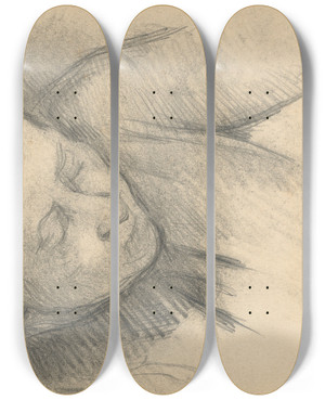 Triptych art skateboard deck of Paul Czanne Woman Leaning Forward_2 by Paul Cezanne (1839-1906)