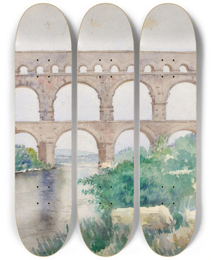 Triptych art skateboard deck of Cass Gilbert Aqueduct by Cass Gilbert (1859-1934)