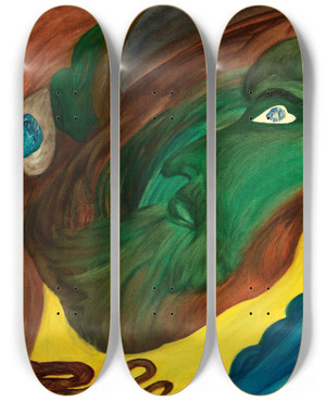 Triptych art skateboard deck of B Jesus Newton Untitled Ii by B Jesus Newton (20-)