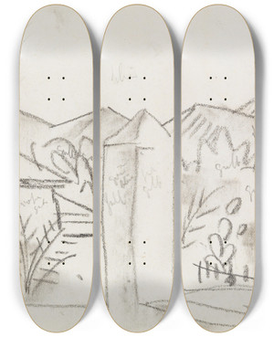 Triptych art skateboard deck of August Macke Tunisian View by August Macke (1887-1914)