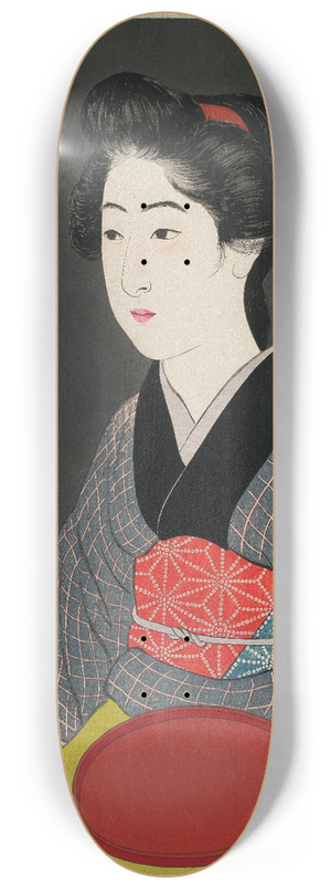 Hashiguchi Goy - Waitress Holding a Tray (Portrait of Onao, a Maid at the Matsuyoshi Inn, Kyoto) 8.25 inch art skate deck