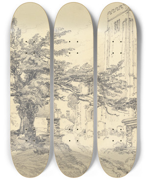 Triptych art skateboard deck of Henry Edridge Berry Pomeroy Church by Henry Edridge (1769-1821)