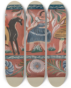 Triptych art skateboard deck of E Boyd Painted Chest_2 by E Boyd (20-)