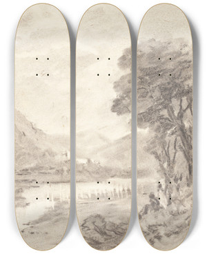 Triptych art skateboard deck of British 19Th Century Landscape by British 19Th Century (19-)