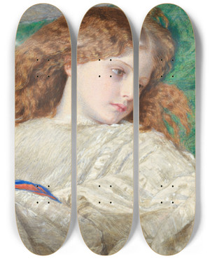 Triptych art skateboard deck of Frederic William Burton Dreams by Frederic William Burton (1816-1900)