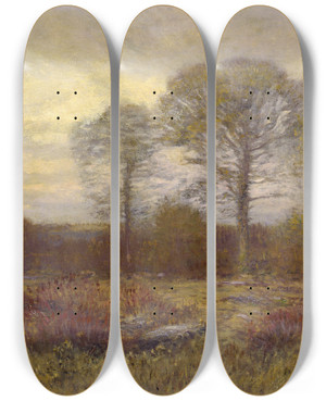 Triptych art skateboard deck of Dwight W Tryon November_1 by Dwight W. Tryon (1849-1925)