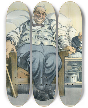 Triptych art skateboard deck of Udo Keppler Bled by Udo Keppler (1872-1956)