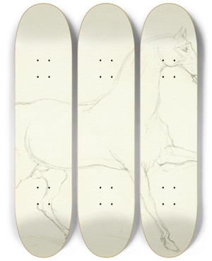 Triptych art skateboard deck of Abraham Cooper Stallion by Abraham Cooper (1787-1868)