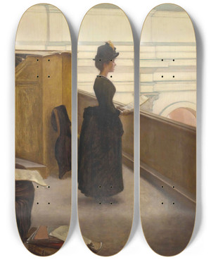 Triptych art skateboard deck of Henry Lerolle Lorgue by Henry Lerolle (1848-1929)
